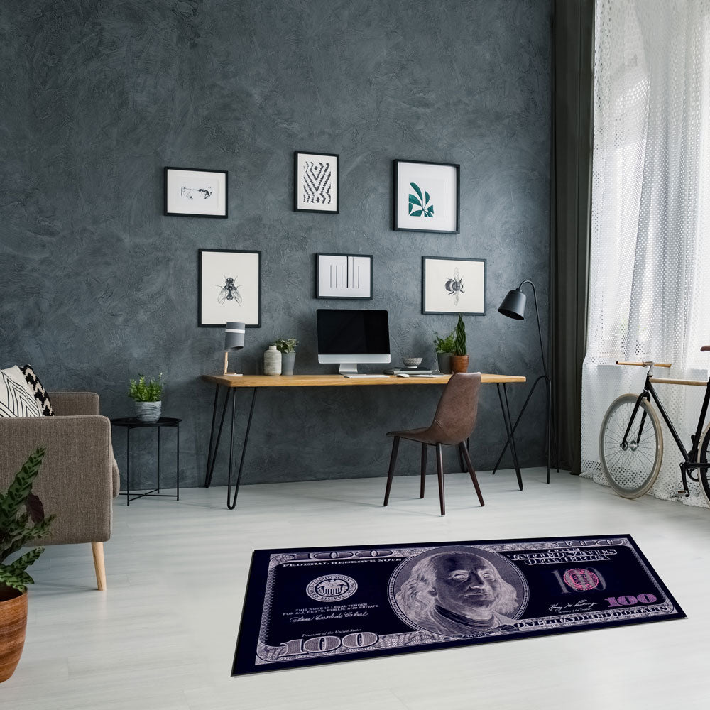 $100 Dollar Bill Graphic Area / Throw Rug - 5' X 2' – GraphicRugs