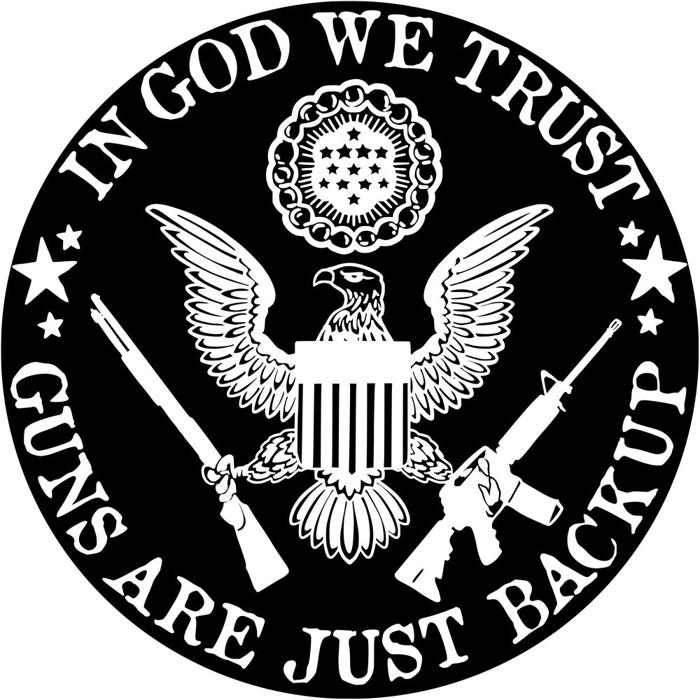 IN GOD WE TRUST, GUNS ARE BACKUP GRAPHIC RUG - GraphicRugs