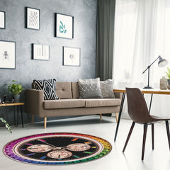 RAINBOW DAYTONA BLACK / GOLD GRAPHIC RUG - GraphicRugs